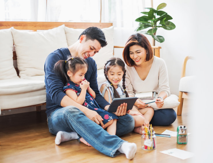 happy family at home